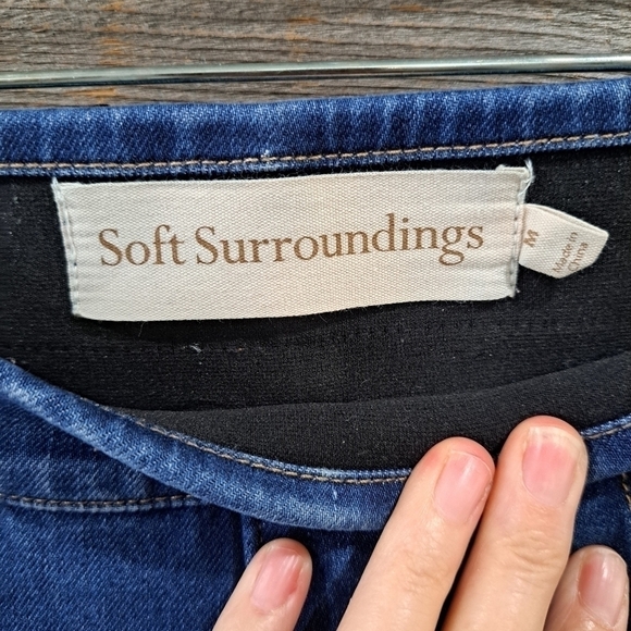 Soft Surroundings Women's Medium Pull On Elastic Waist Pants Denim Jeans Blue - Picture 2 of 11